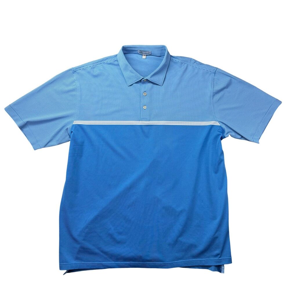 Peter Millar Polo Shirt Mens Extra Large Blue Summer Comfort Striped Golf Preppy